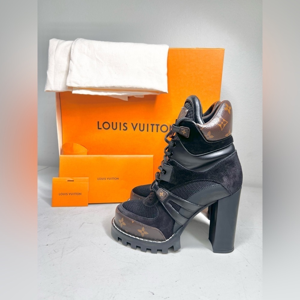 Louis Vuitton Monogram Star Trail High Heel Ankle Boots Size 38